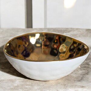 YEDI HOUSEWARES Irregular Handmade Bone China / Gold Bowl
